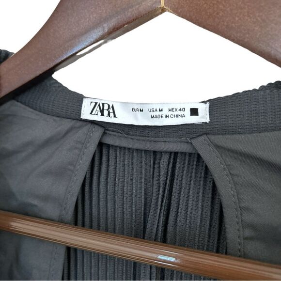 Zara Black Ribbed Oversized Button Front Blazer, Size Medium - Picture 10 of 11